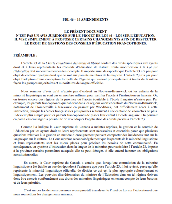 PDL 46 – 16 recommandations
